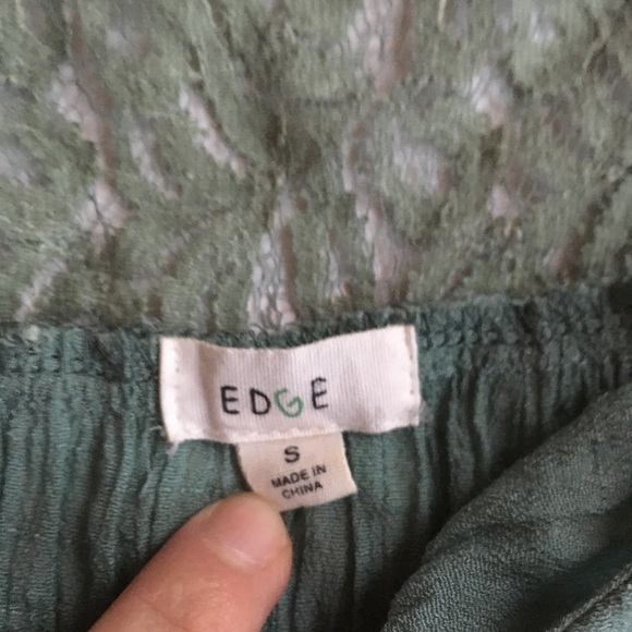 Butterfly Sleeves Ruched Blouse Blue Green Top S - Picture 5 of 7